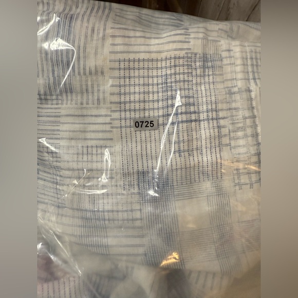 Poetry Size 14 100% Linen V Neck Long Sleeve Tunic Blouse White Blue Stripe Top - Picture 7 of 7